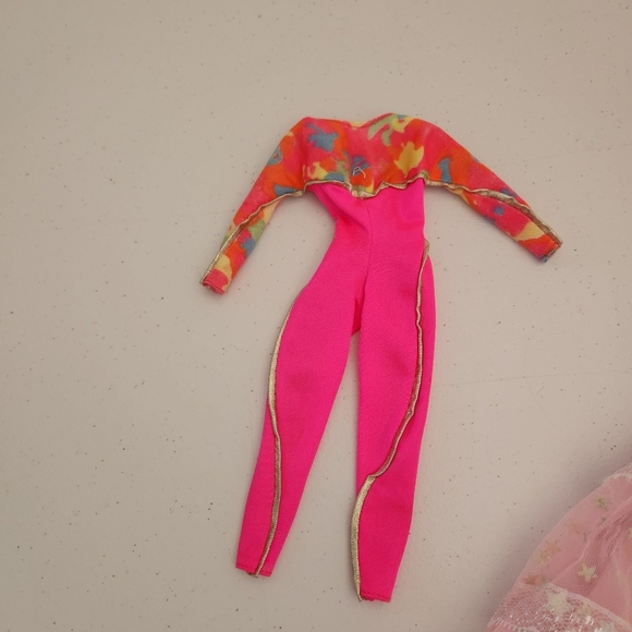 Vintage Barbie Clothes Pink Stars Dream Glow Dress Ski Fun Snowsuit Leotard - Picture 4 of 5